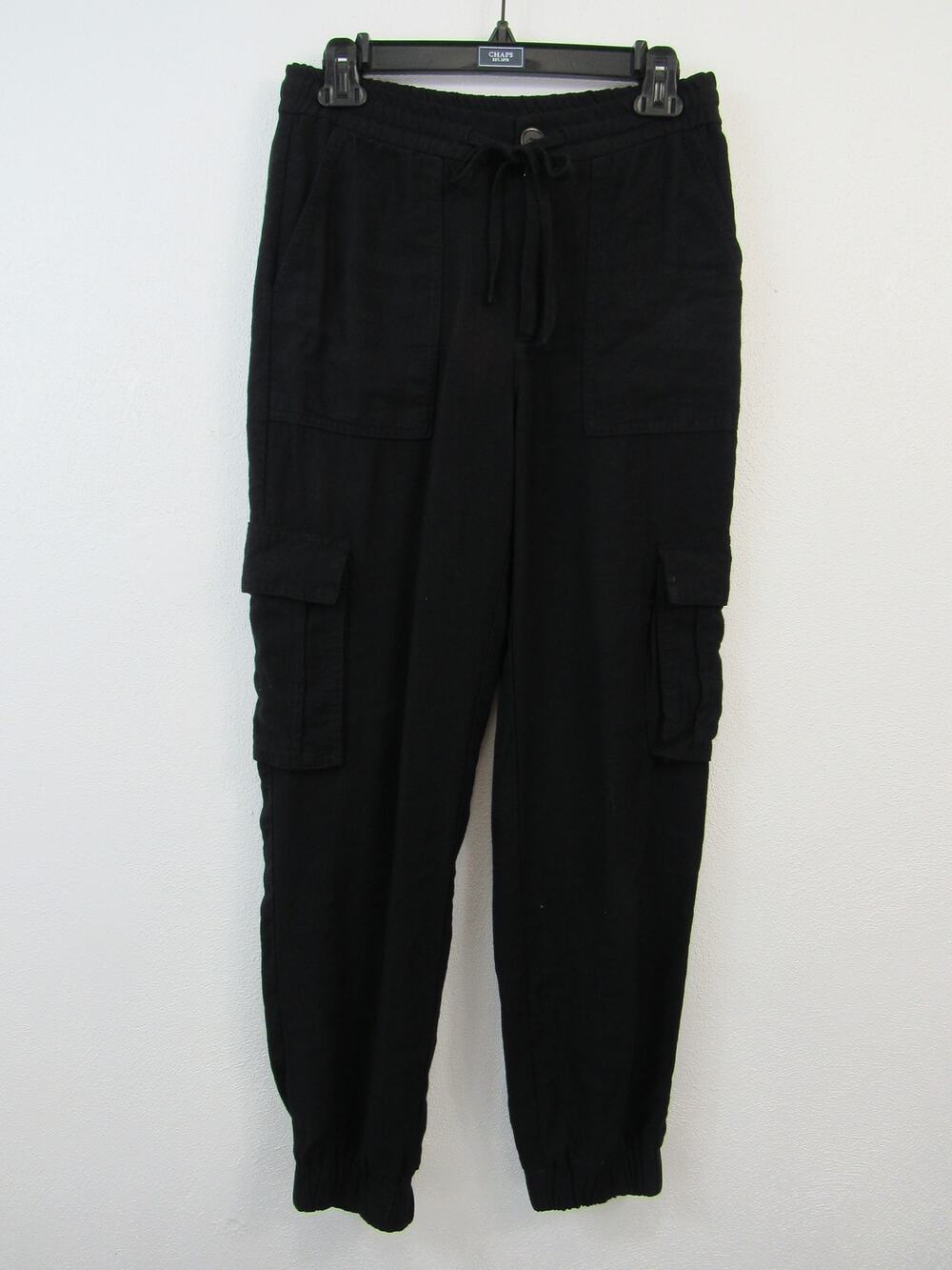 Zara XS Black Lightweight Cargo Jogger Pants Pull On Casual Neutral